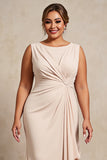 Apricot Plus Size Chiffon Long Mother of the Bride Dress with Ruffles